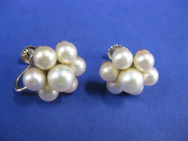 Pearl Earrings each a floral