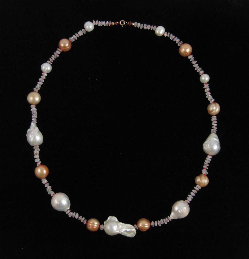 PEARL, MOONSTONE AND FOURTEEN KARAT