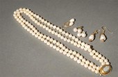 PEARL NECKLACE, A PAIR OF GOLD