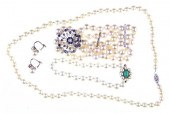 Pearl necklace bracelets and e