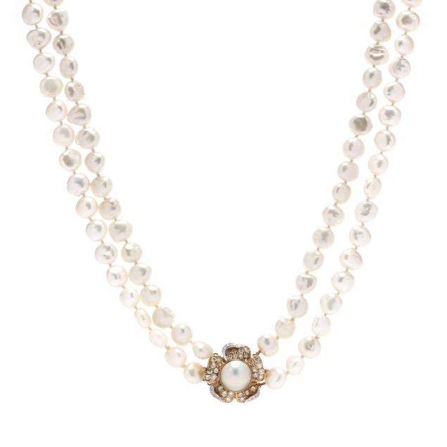 PEARL NECKLACE WITH GOLD AND