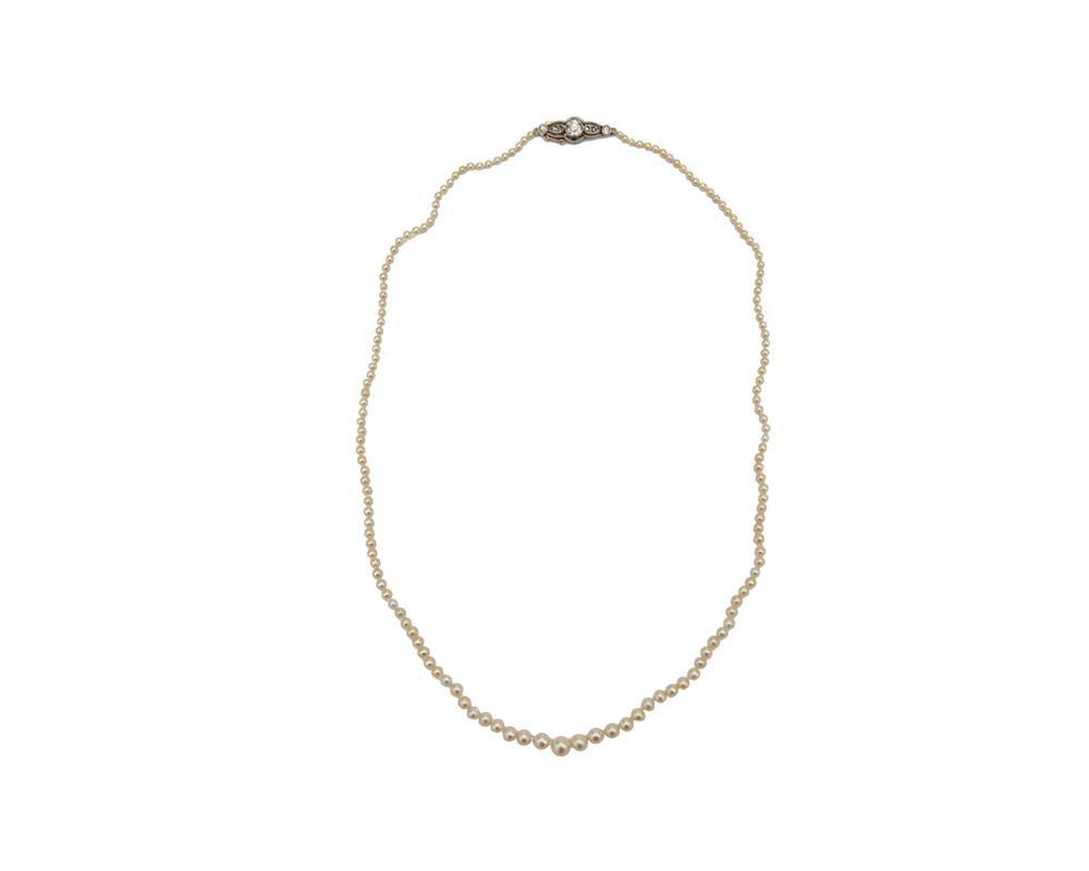 PEARL NECKLACE WITH GOLD, PLATINUM,
