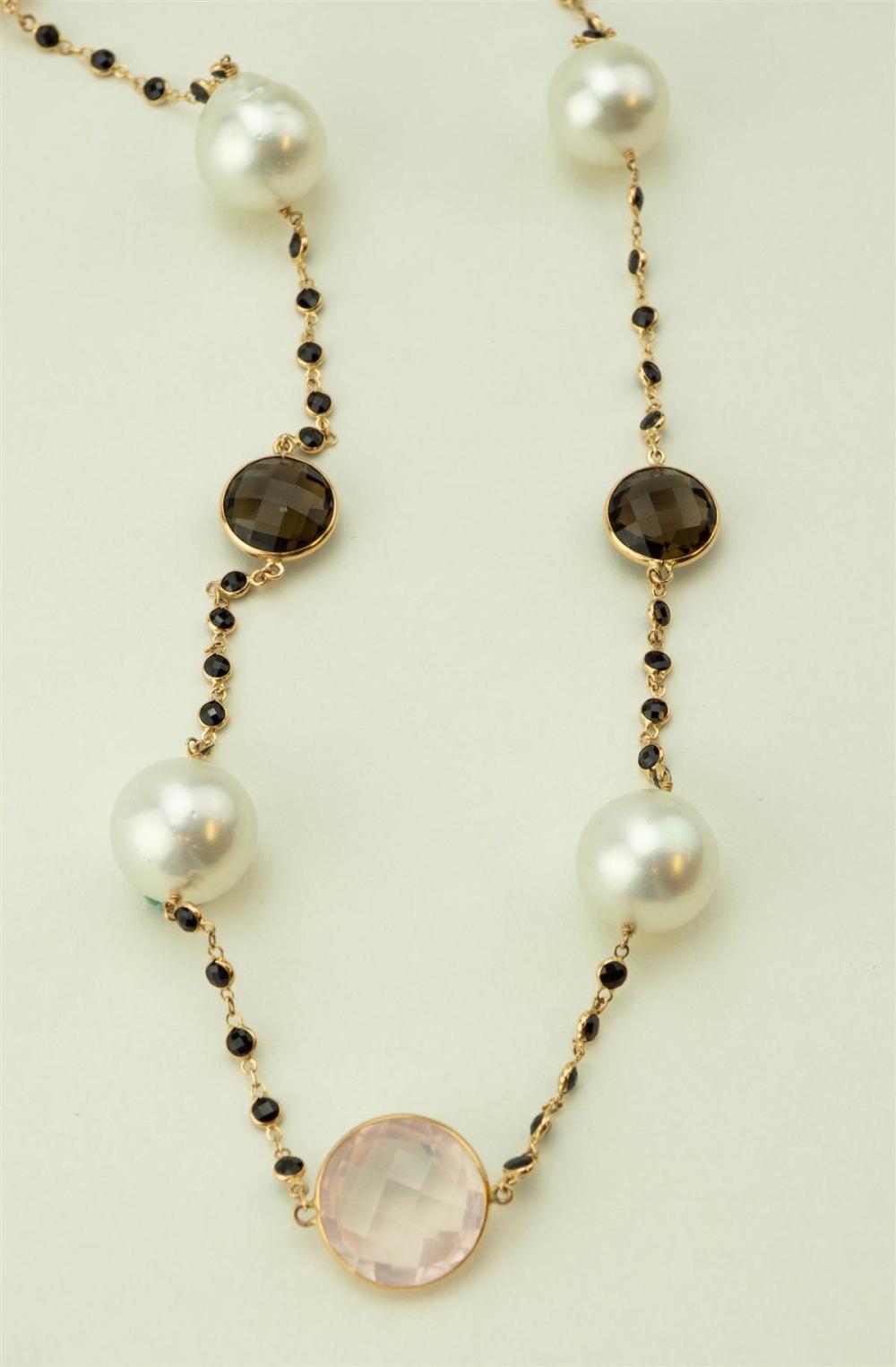 PEARL, ROSE QUARTZ, SMOKY TOPAZ AND