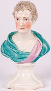 Pearlware Bust of Sir Isaac Ne