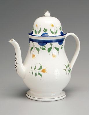 Pearlware coffeepot, pear shaped