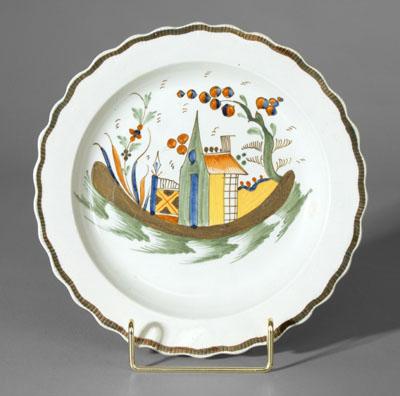 Pearlware plate with church, church