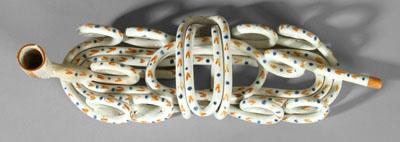 Pearlware snake pipe, a lengthy