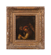 PEASANT WITH JUG, 19TH C. OIL,