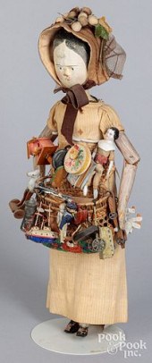 PEG WOODEN PEDDLER DOLL, 19TH