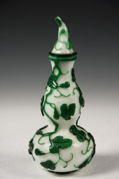 PEKING GLASS COVERED JAR - Gre