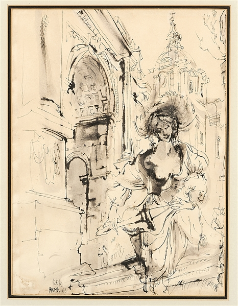 Pen and ink wash by Jaroslav Gebr