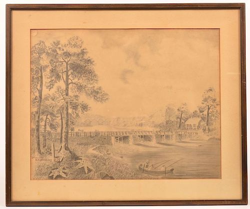 PENCIL DRAWING SIGNED R.R.
