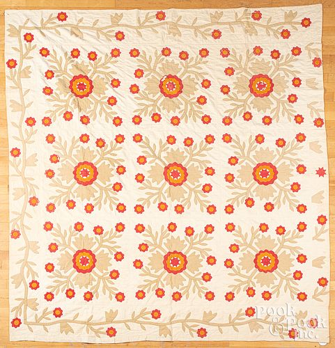PENNSYLVANIA APPLIQUé QUILT, 19TH