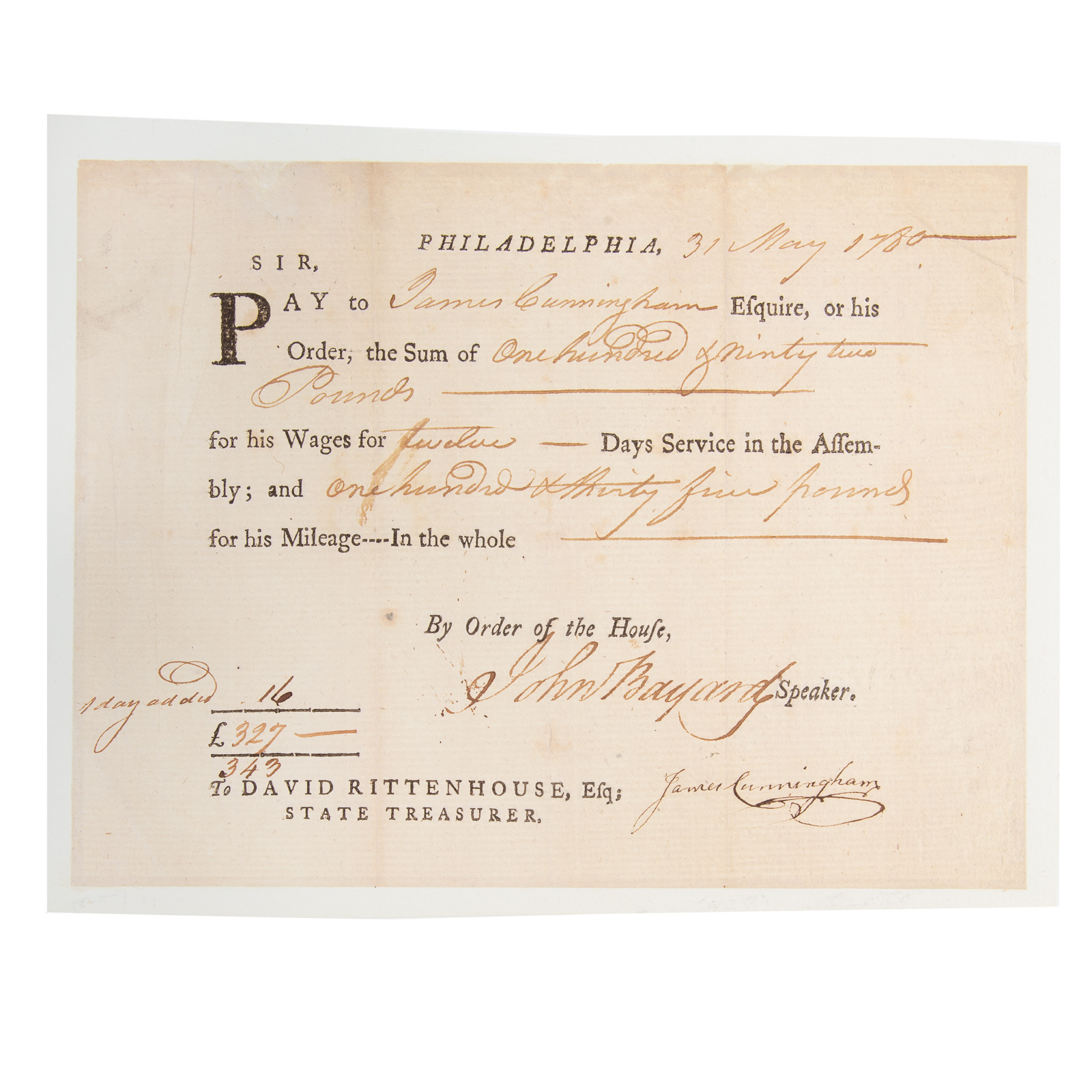 PENNSYLVANIA ASSEMBLY, PART-PRINTED