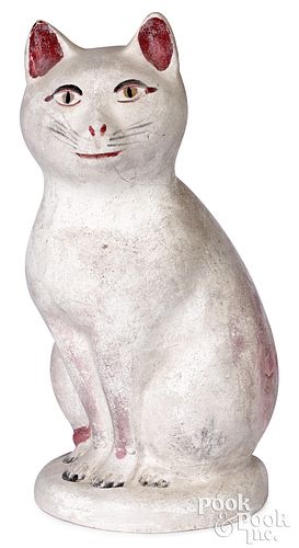 PENNSYLVANIA CHALKWARE CAT, 19TH