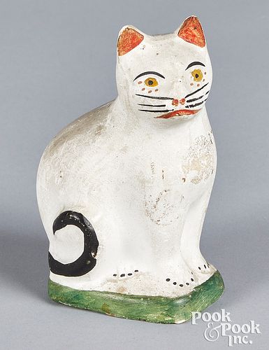 PENNSYLVANIA CHALKWARE CAT, 19TH
