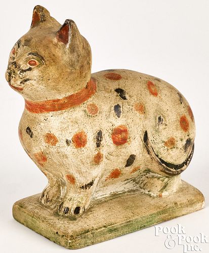 PENNSYLVANIA CHALKWARE CAT, 19TH
