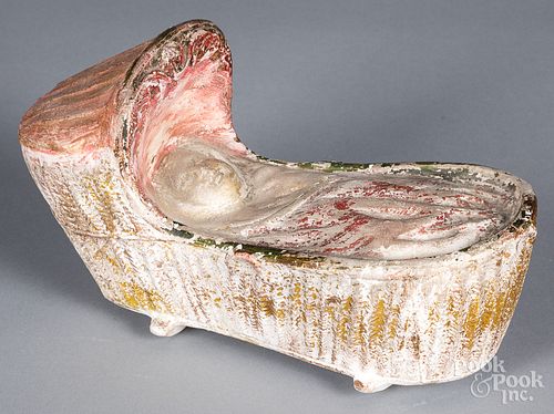 PENNSYLVANIA CHALKWARE CRADLE, 19TH