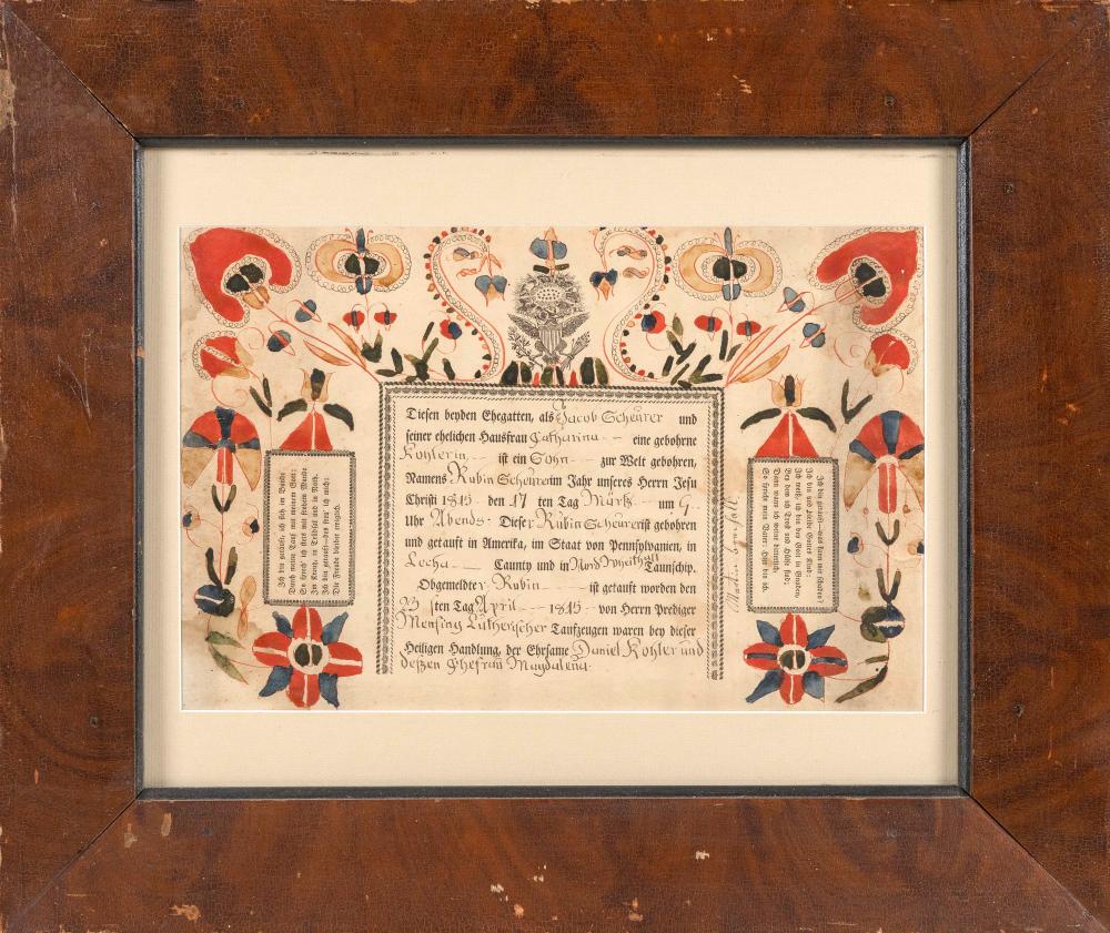 PENNSYLVANIA DUTCH FRAKTUR MID-19TH