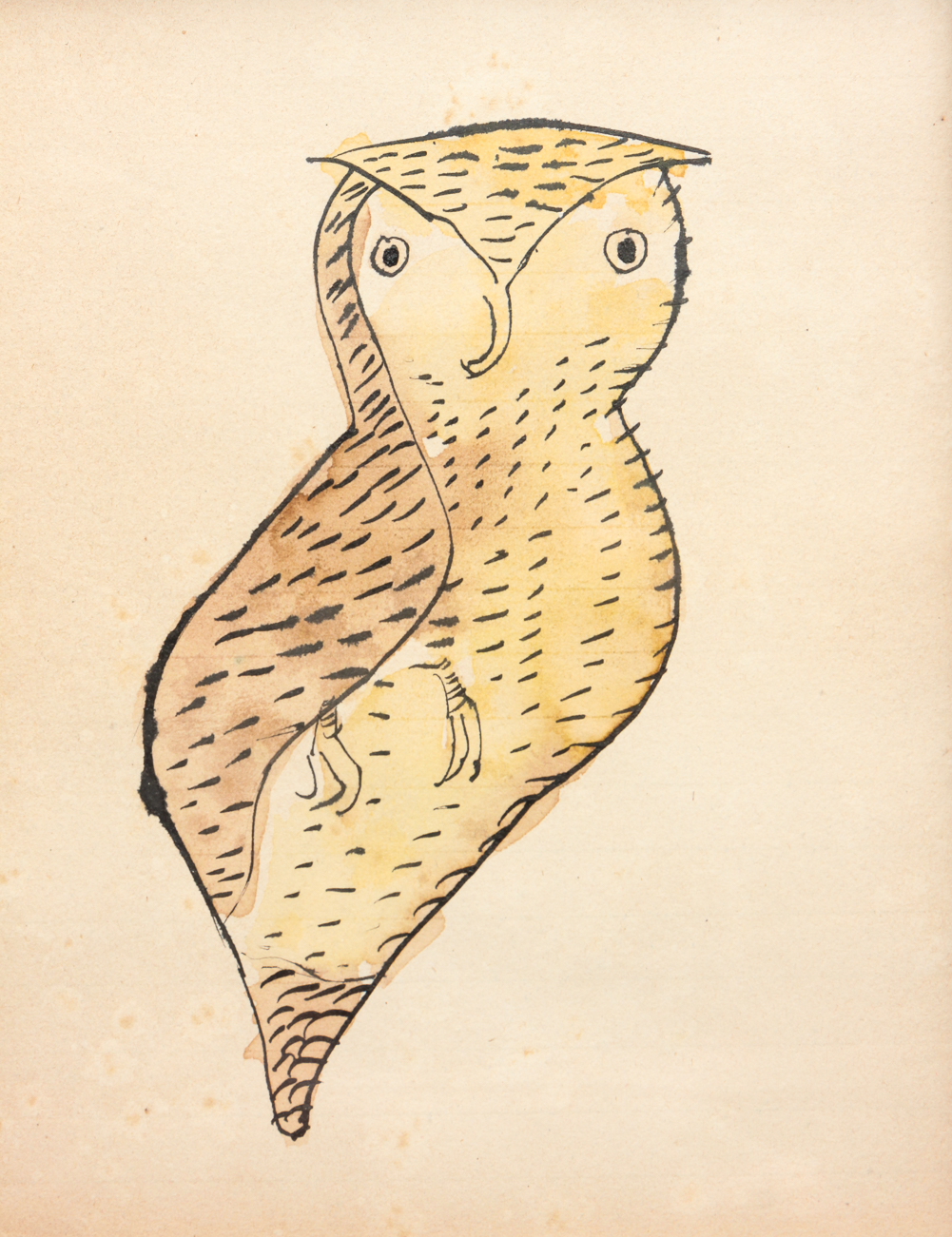 PENNSYLVANIA FOLKSY OWL WATERCOLOR.