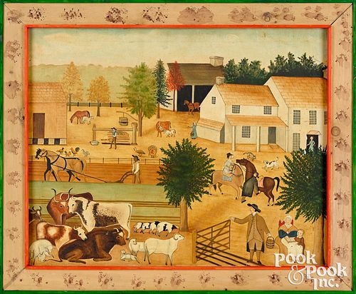 PENNSYLVANIA OIL ON CANVAS FOLK ART