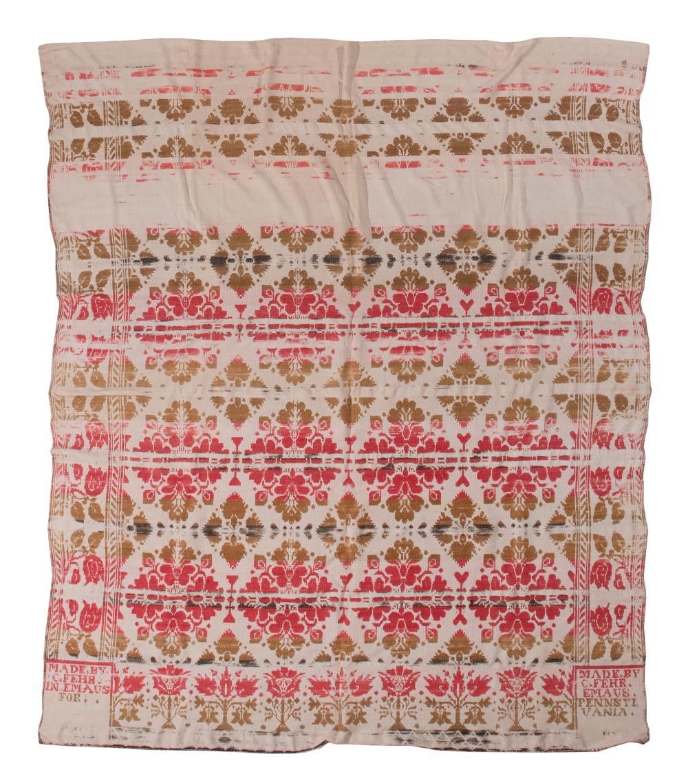 PENNSYLVANIA OVERSHOT COVERLET 19TH