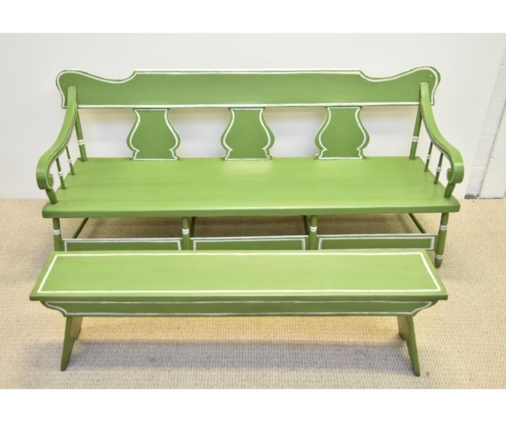 Pennsylvania plank bottom settee,