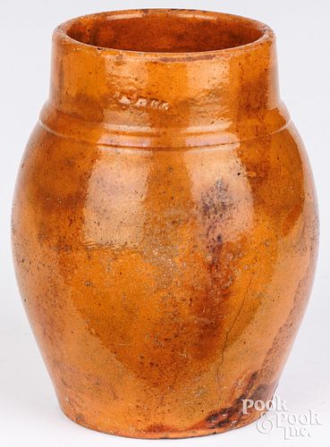 PENNSYLVANIA REDWARE BULBOUS MUG,