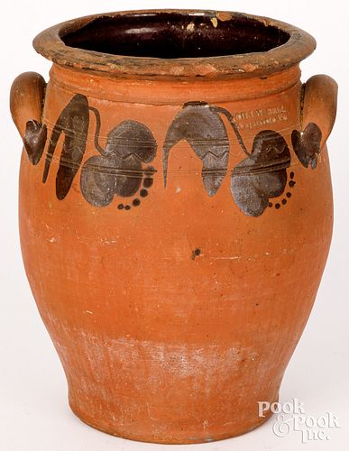 PENNSYLVANIA REDWARE CROCK, 19TH