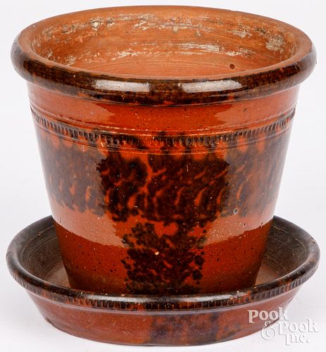 PENNSYLVANIA REDWARE FLOWER POT AND