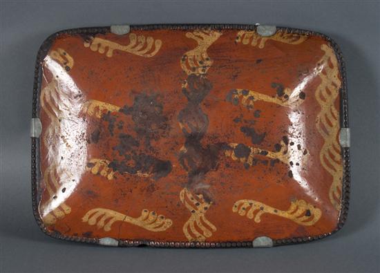 Pennsylvania redware square serving