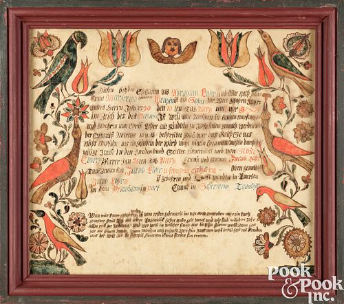 PENNSYLVANIA WATERCOLOR FRAKTUR