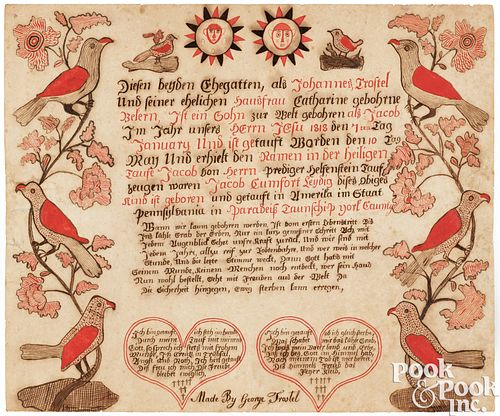 PENNSYLVANIA WATERCOLOR FRAKTUR