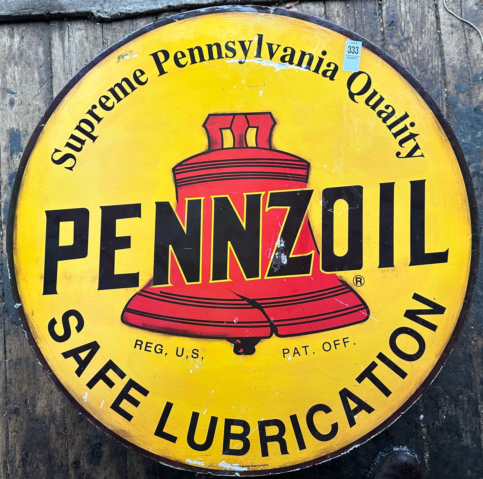 PENNZOIL ROUND PAINTED SIGN, SINGLE