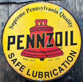 PENNZOIL ROUND PAINTED SIGN, S