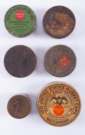 PERCUSSION CAP TINS, SIX (6)Si