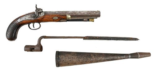 PERCUSSION PISTOL, HORN, AND