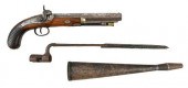 PERCUSSION PISTOL, HORN, AND B