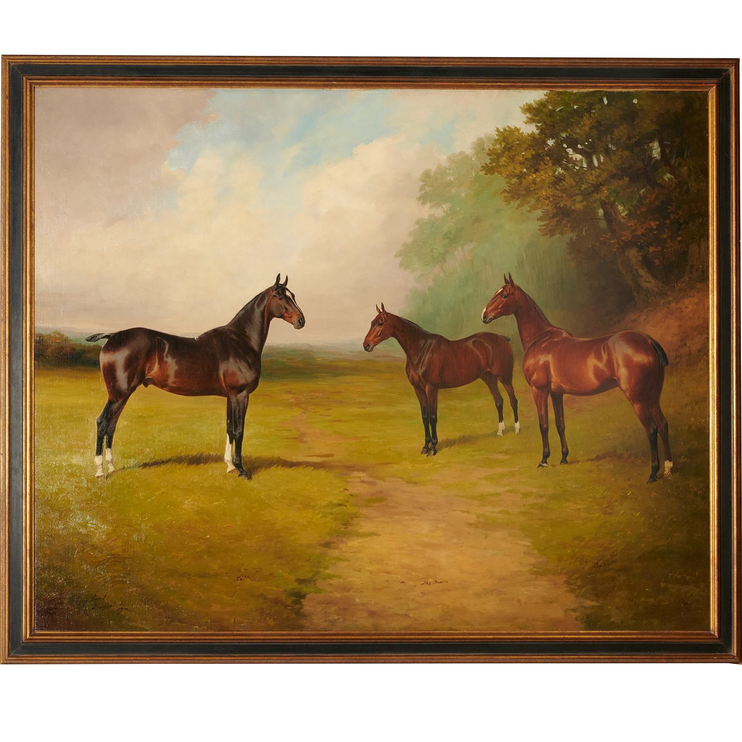 PERCY EARL, LARGE EQUESTRIAN OIL ON