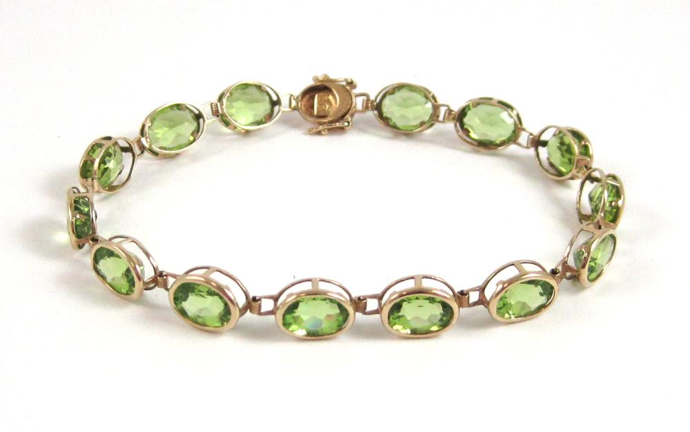 PERIDOT AND FOURTEEN KARAT GOLD