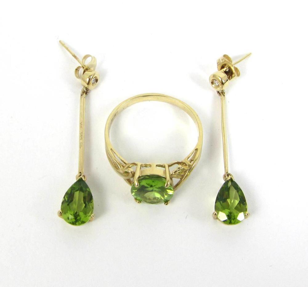PERIDOT AND FOURTEEN KARAT GOLD
