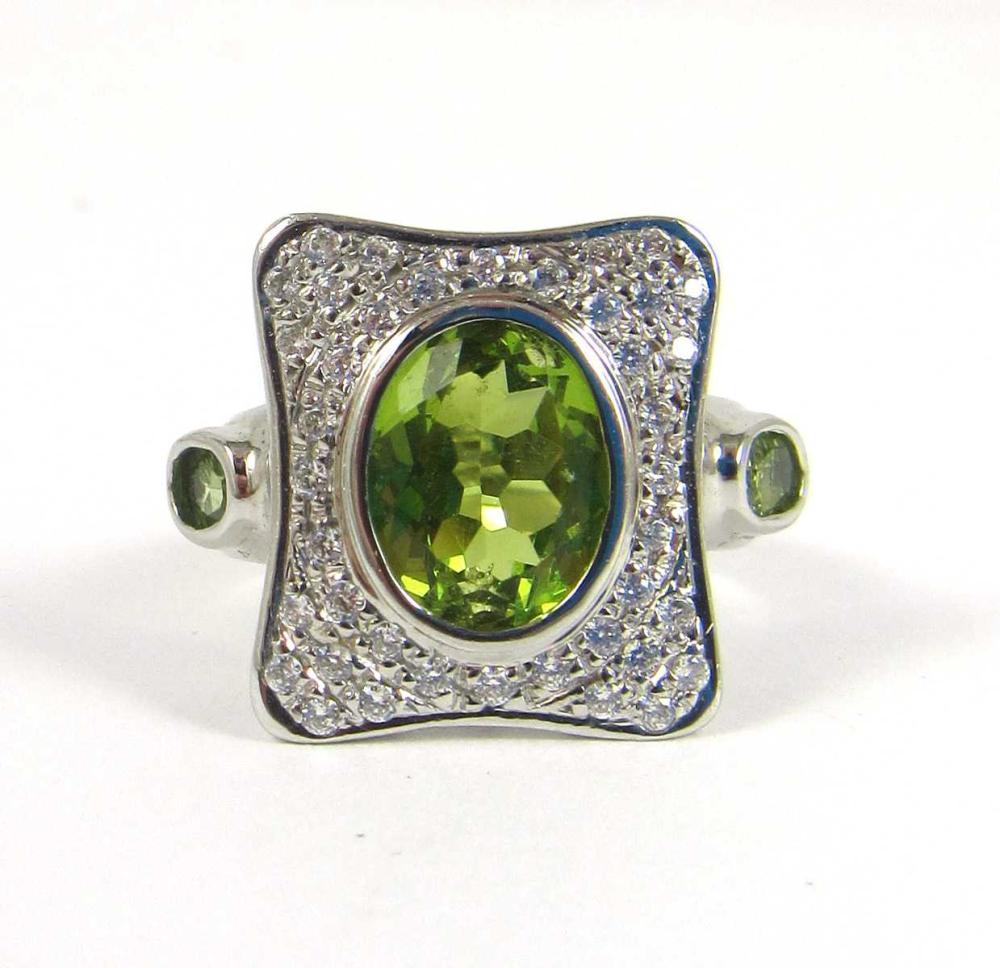 PERIDOT AND FOURTEEN KARAT WHITE