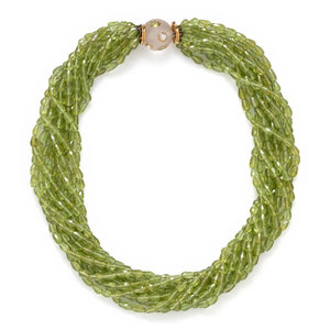 PERIDOT BEAD TORSADE NECKLACE