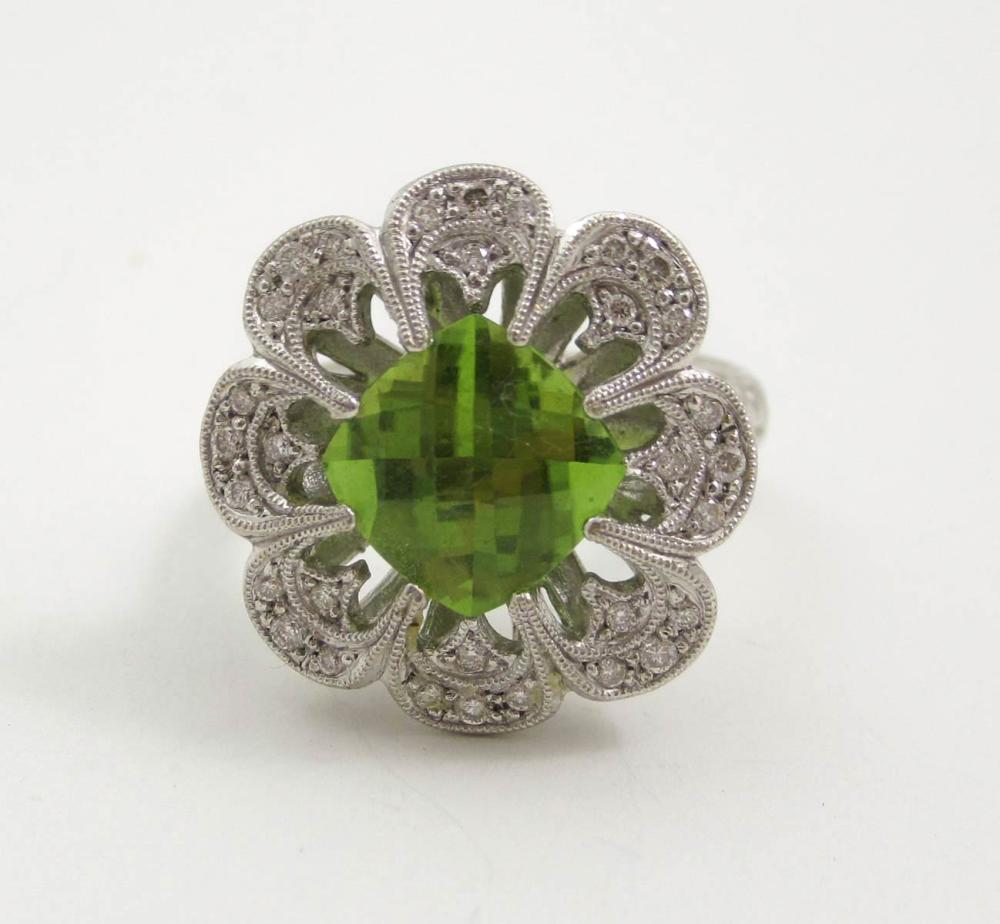 PERIDOT, DIAMOND AND EIGHTEEN KARAT
