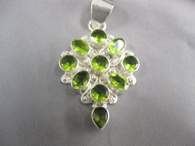 Peridot Pendant 10 rich gems in