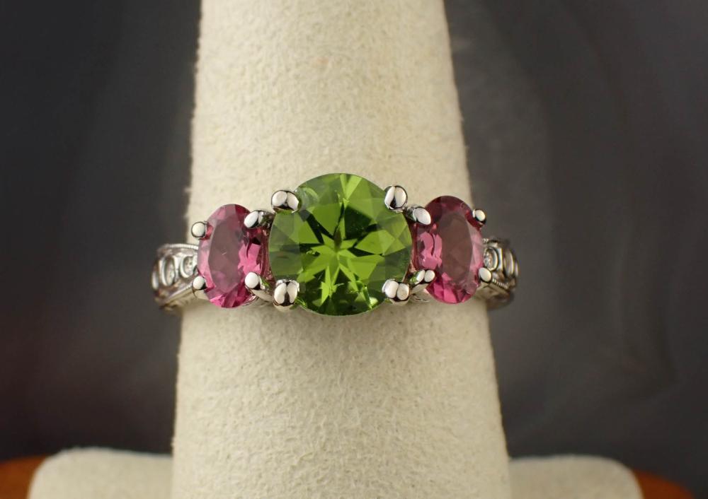 PERIDOT, PINK TOURMALINE AND
