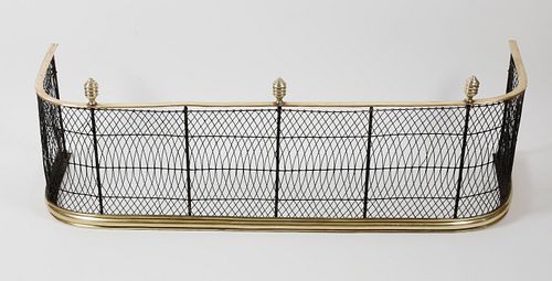 PERIOD BRASS AND WIRE FIREPLACE