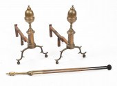 PERIOD BRASS LEMON TOP ANDIRON