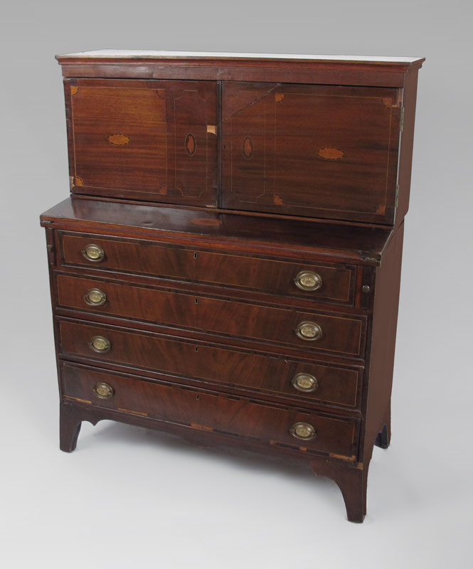PERIOD HEPPLEWHITE DESK ON CHEST: