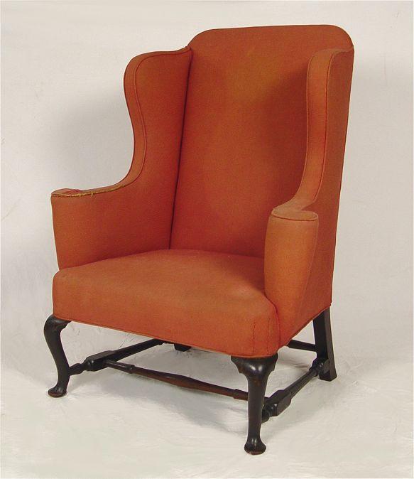 PERIOD QUEEN ANNE UPHOLSTERED ARM